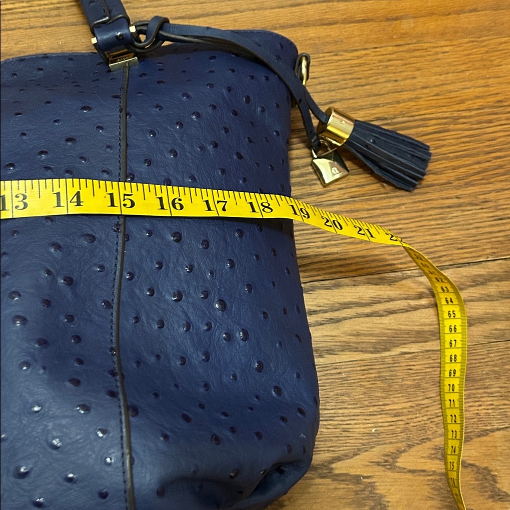 G.I.L.I. Purse Roma 4 Tote Bag Large Blue Ostrich Leather - Picture 9 of 13